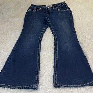 Y JEANS LOS ANGELES Women Blue Flared Jeans SIZE 9-10 SILVER STUDS DESIGN POCKET